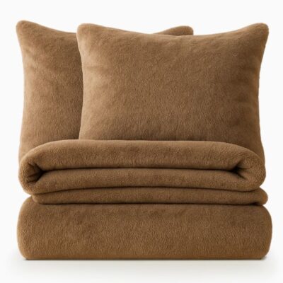 Teddy dekbedovertrek 2 persoons - bruin - 200x220 cm