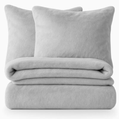 Teddy dekbedovertrek 2 persoons - grijs - 200x220 cm - Bestellen België