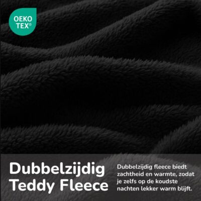 Teddy dekbedovertrek aan beide kanten teddy - Kleur zwart - België