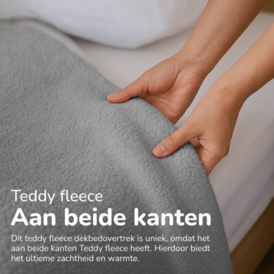 Teddy dekbedovertrek grijs - Beide zijden teddy stof - België