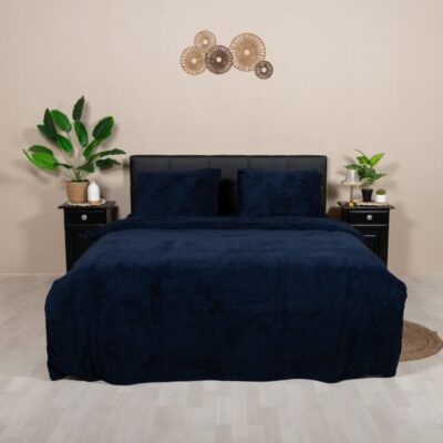 Teddy fleece dekbedovertrek blauw