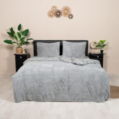 Teddy dekbedovertrek grijs