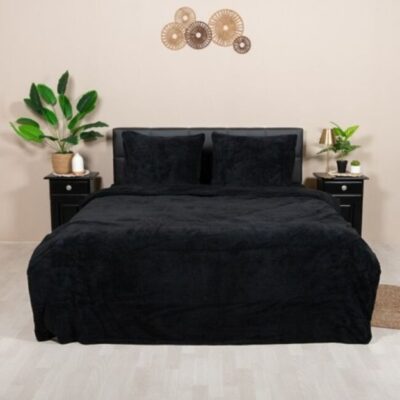 Teddy fleece dekbedovertrek zwart