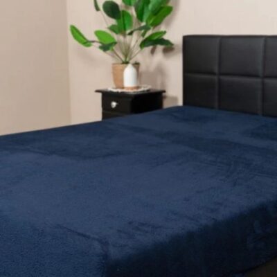 Teddy hoeslaken 2 persoons - blauw